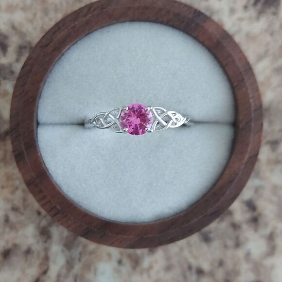 Pink Celtic Ring 925 Sterling Silver - Picture 6 of 9